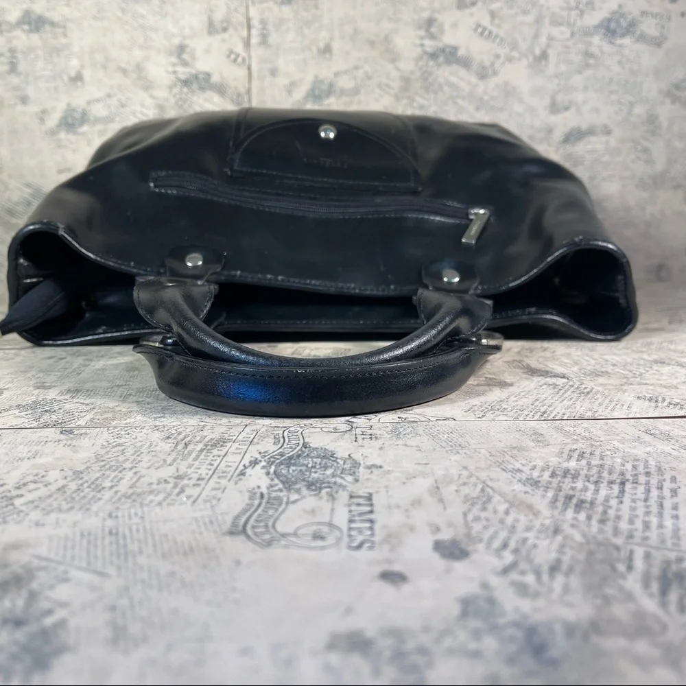 Frederic Paris Made in France Black Leather Satchel Bag Structured Shoulder Bag